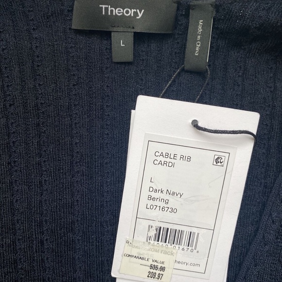 Theory Cable Rib Midi Cardigan Dress Wool Navy Blue Size Large - NWT NO BELT - Picture 4 of 8